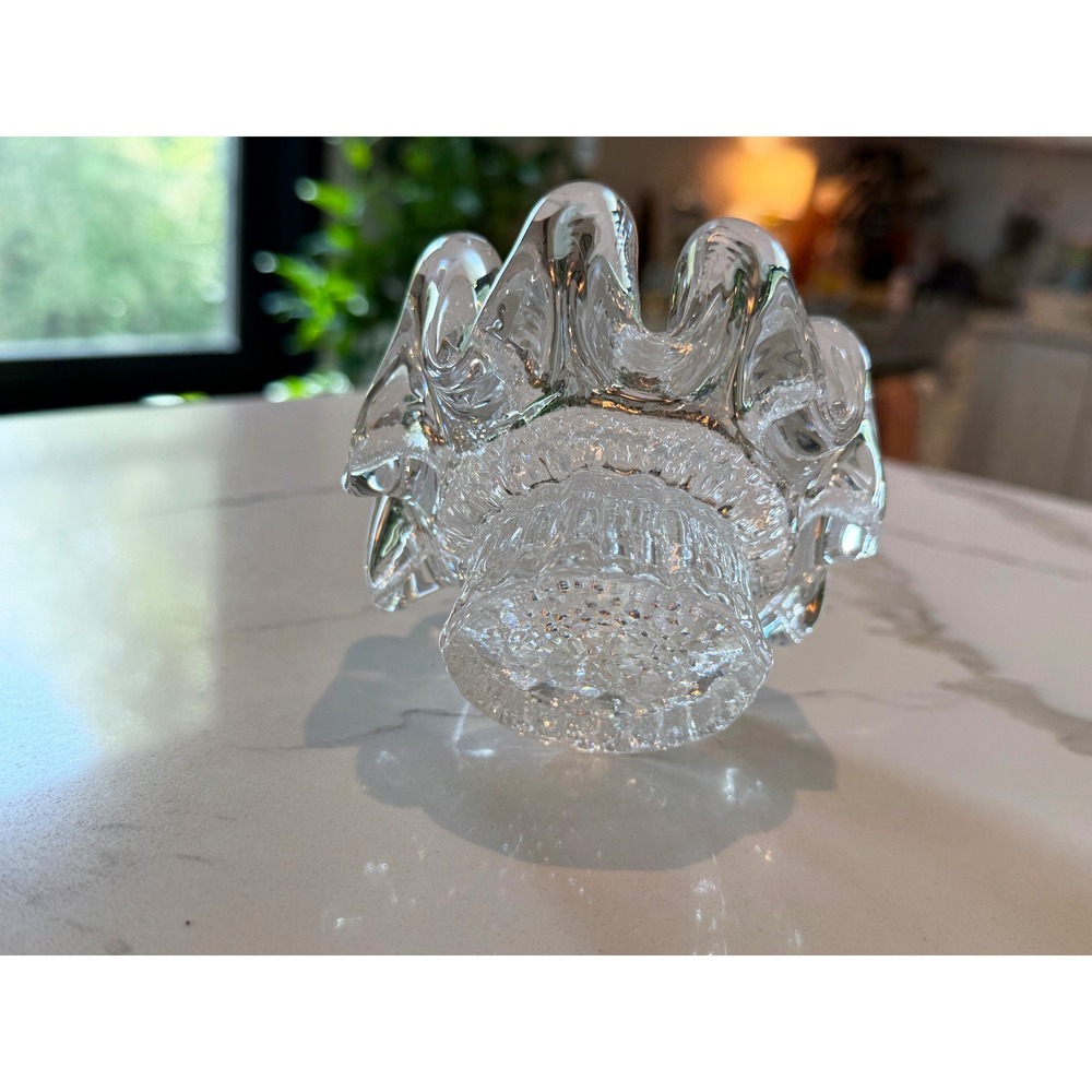 Kosta Boda Sunflower Candleholder Goran Warff 1970s Swedish Art Glass Clear MCM - Picture 11 of 16